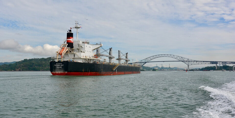 Ship going through the Panama Canal