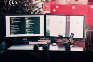 A computer on a desk with a tech program running.
