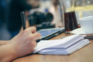 An EOR in Guatemala filling out paperwork