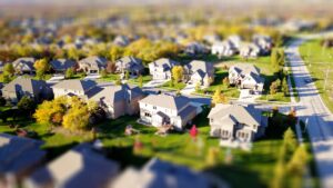 High angle shot of suburbs in Mexico