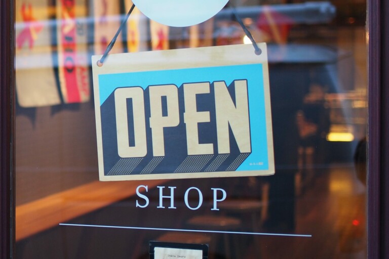 Open sign in a shop window