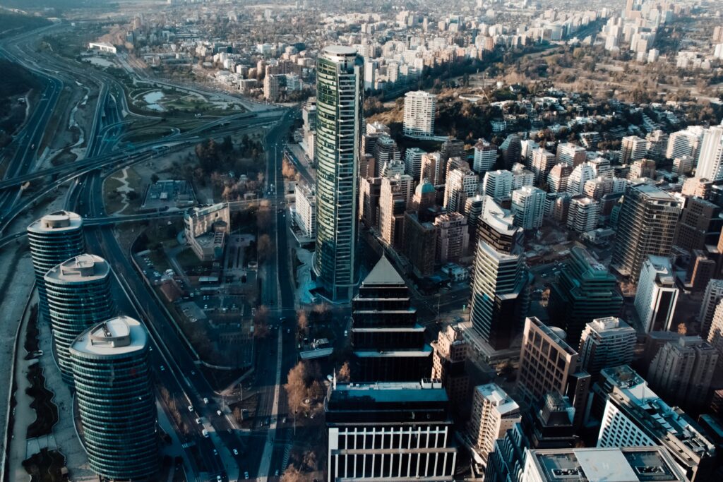 Aerial view of Santiago, Chile.