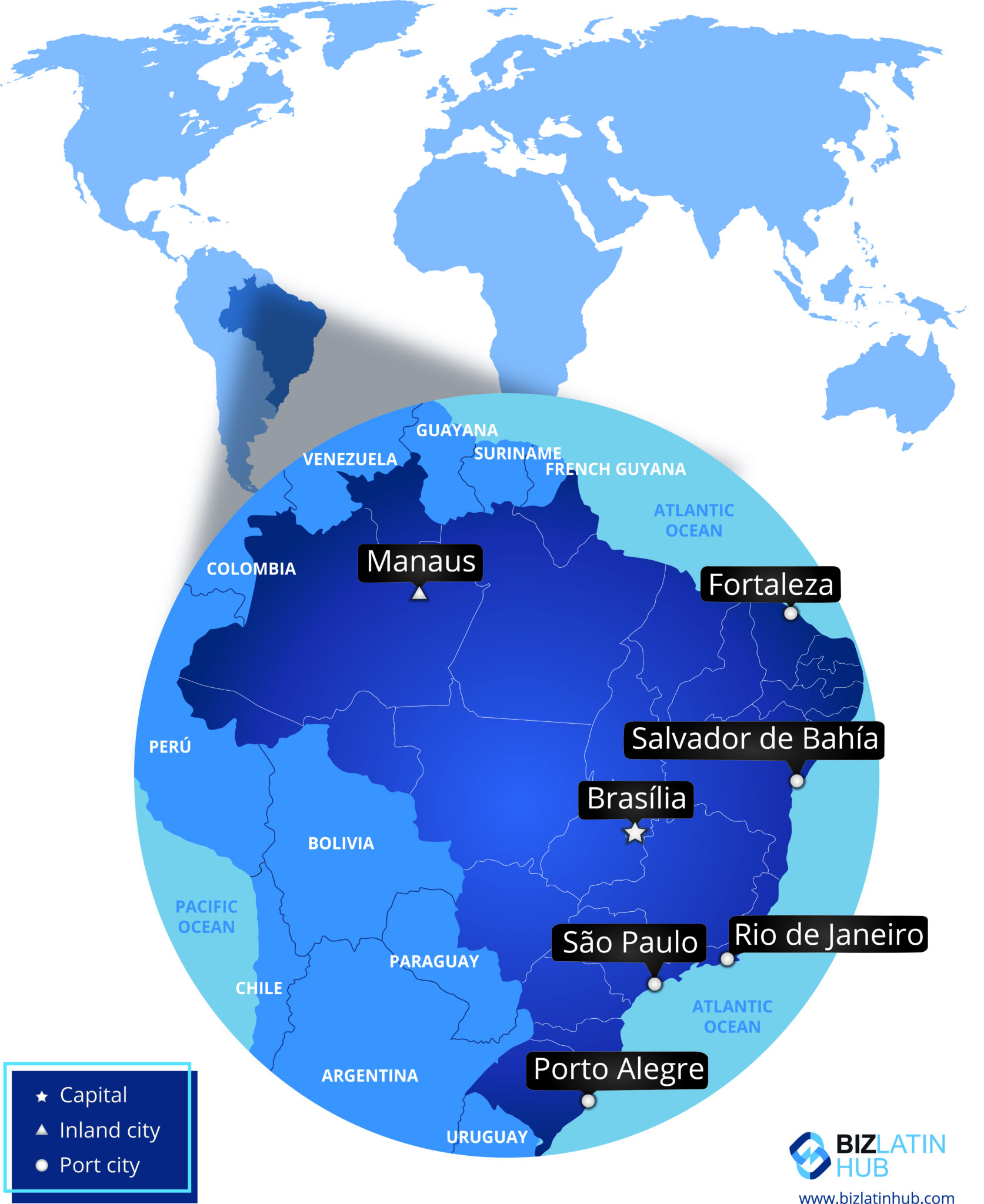 Mapa do Brasil e suas principais cidades