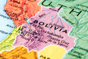 An image of a map of Bolivia, showing Cochabamba