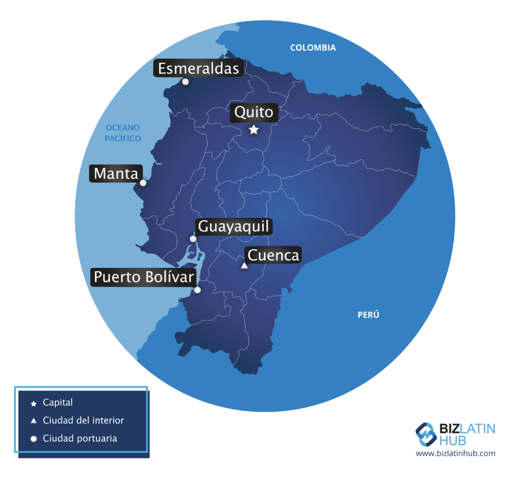 un mapa de Ecuador elaborado por biz latin hub