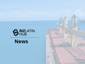 The Biz Latin Hub logo and "News" text are positioned on the left side of the image on a blue and white gradient background. On the right side, there is a partial view of a cargo ship at sea, symbolizing offshore investment opportunities, with another ship visible in the distance.