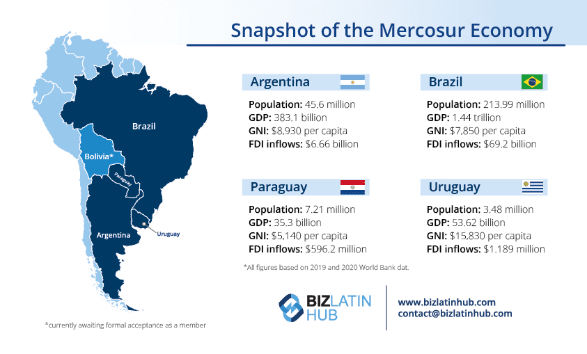 Snapshot of the MERCOSUR group by BIZ LATIN HUB.