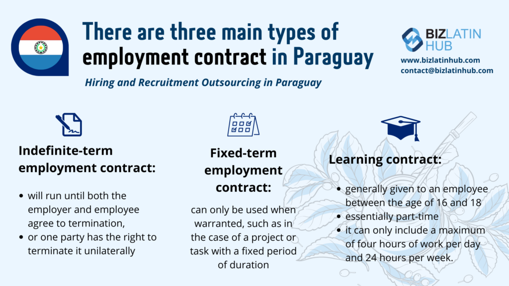 When thinking of hiring and recruitment outsourcing in Paraguay it’s important to know the employment contract