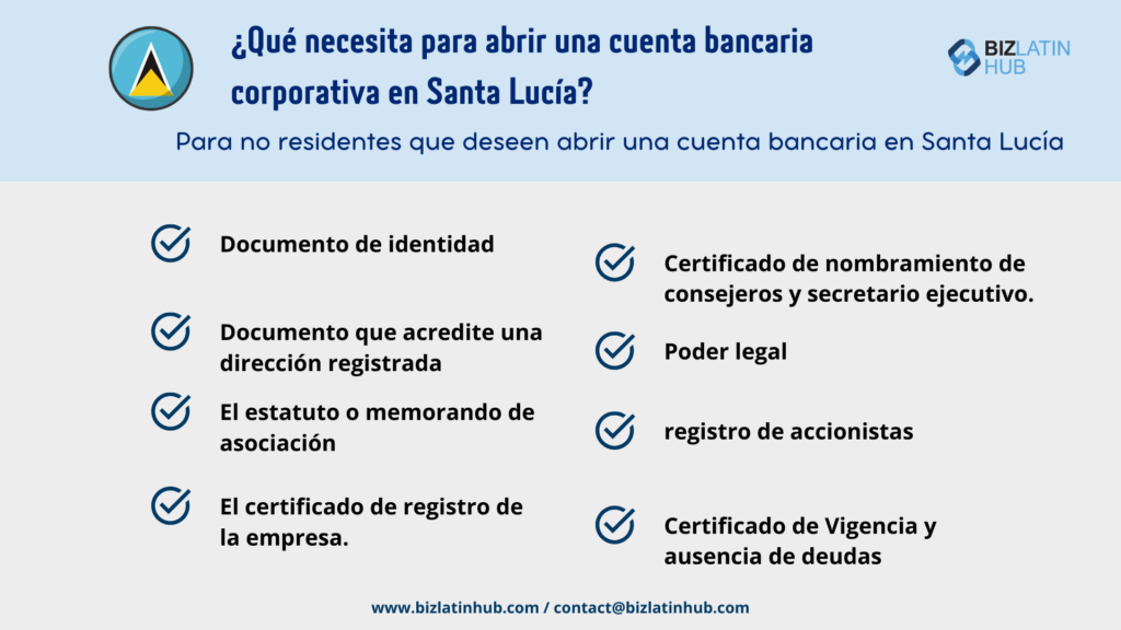 ¿Qué necesita para abrir una cuenta bancaria corporativa? Tan importante como los requisitos fiscales y contables en Santa Lucía.