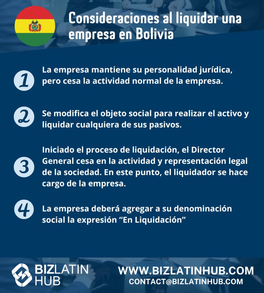 El objetivo del proceso de Consideración es la correspondiente distribución del patrimonio social resultante de la liquidación entre los socios. Liquidar una empresa en Bolivia